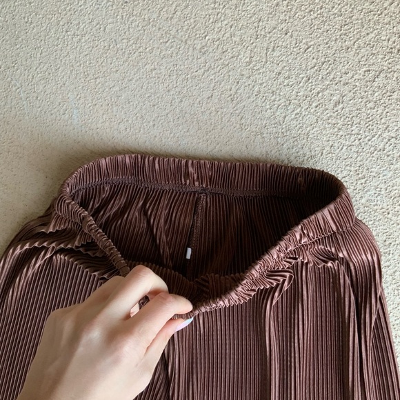 Trendy Brown Matching Pant Long Sleeve Button Up Set Women’s Size Small/Medium - Picture 5 of 11